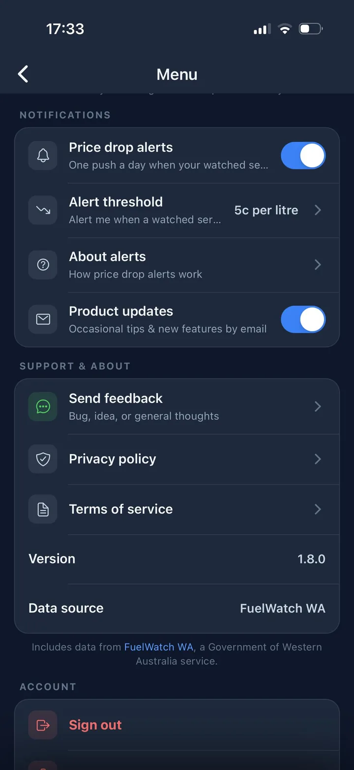 Servo Scout notification and support settings